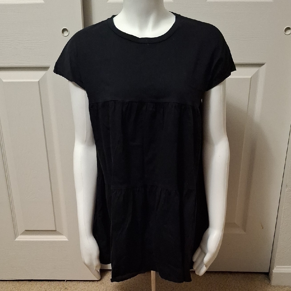 Black Ruffled Tear Top